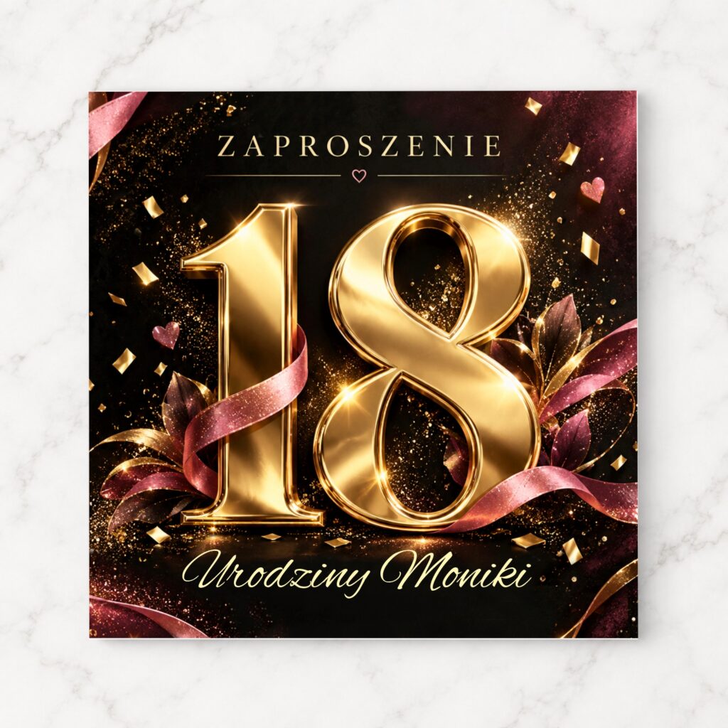 Zaproszenie na 18 urodziny ROSE GOLD