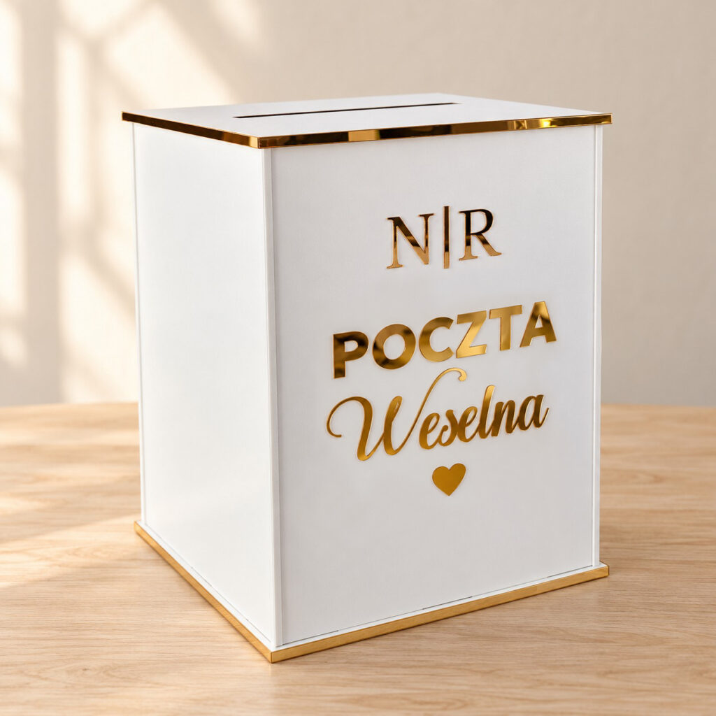 Pudełko na koperty ślubne - wysokie Poczta Weselna GLAMOUR